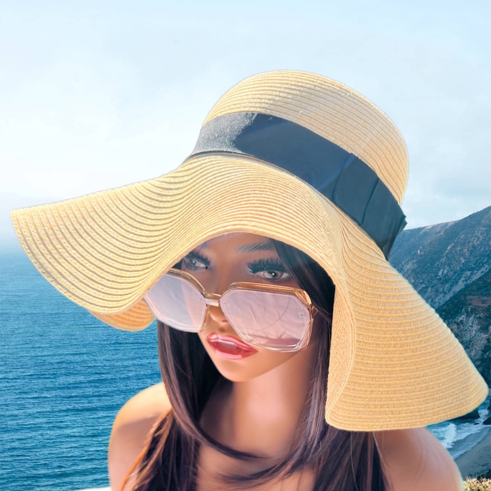 ❀ Tilly’s Big Floppy Paper Straw Beach Hat NWT OS - Picture 2 of 4